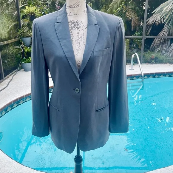 Giorgio Armani Borgonuovo 21 Women’s Y2K Single Breasted Jacket Slate | Size 10 - Picture 2 of 11